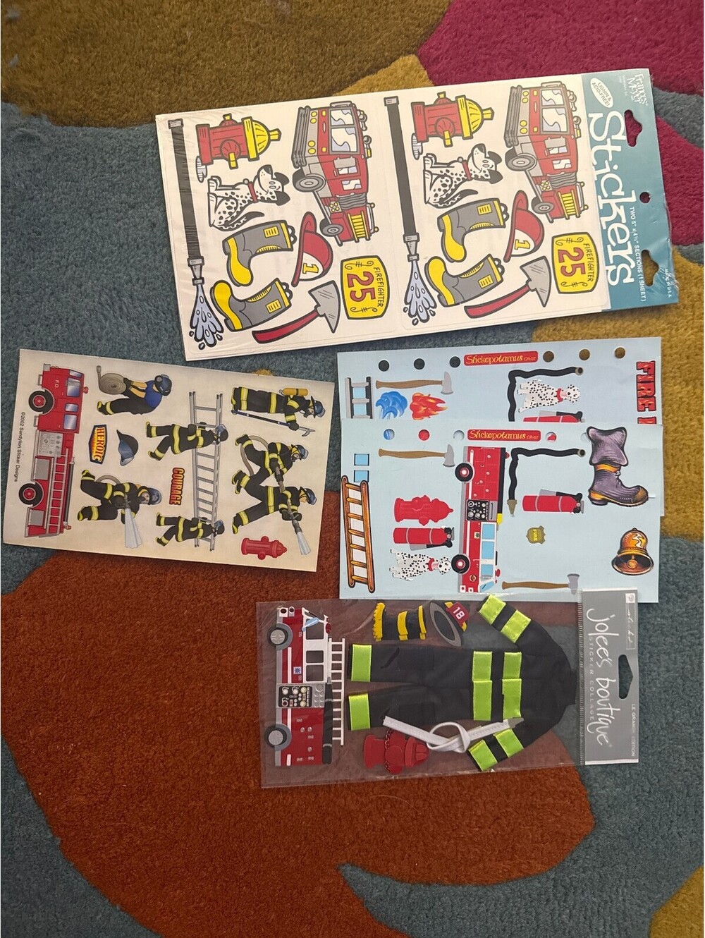 Vintage Firefighter Scrapbook Sticker Lot 5 Packs Jolees Sandylion